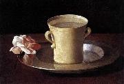 Francisco de Zurbaran Cup of Water and a Rose on a Silver Plate oil